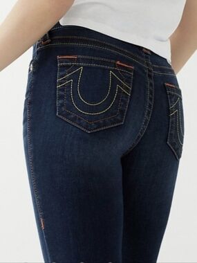 NEW True Religion Y2K Halle Mid Rise Super Skinny Jeans Womens size 29 Darkwash